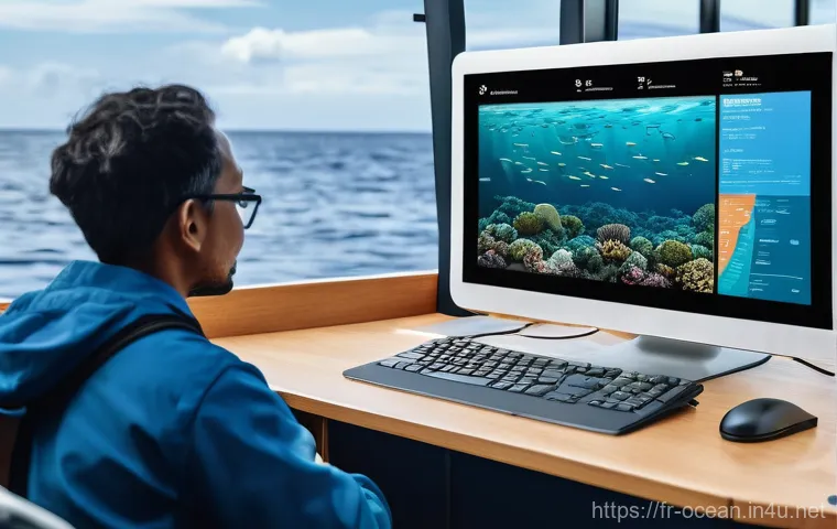 지구 해양 관측 시스템 - **Global Ocean Observation Network: Satellites to Floats:**
    A dynamic and complex visual depicti...