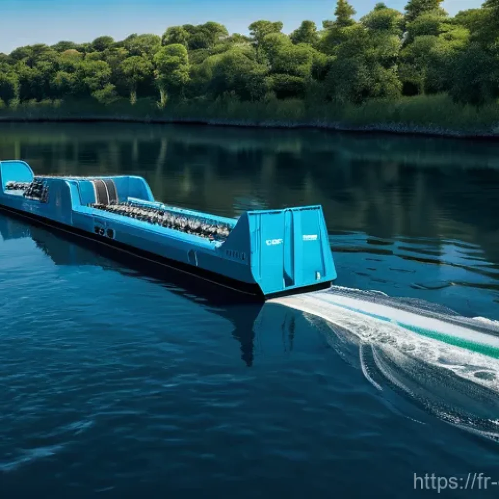 해양 환경 정화 기술 - **Prompt for an Ocean Cleanup Interceptor:**
    "A majestic, wide shot of The Ocean Cleanup's Inter...