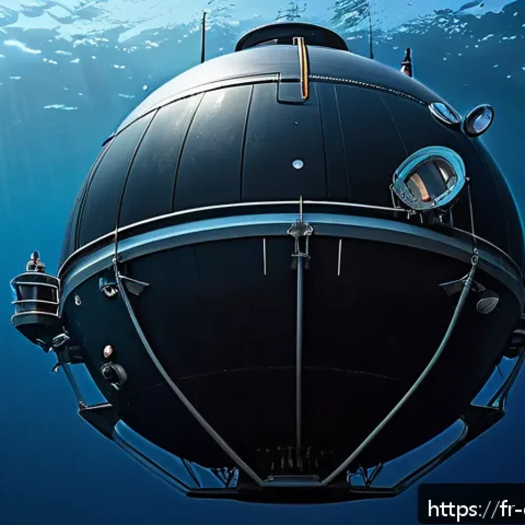 심해 구조물 설계 - A highly detailed underwater research module designed for abyssal depths, featuring a spherical tita...