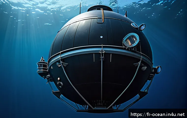 심해 구조물 설계 - A highly detailed underwater research module designed for abyssal depths, featuring a spherical tita...